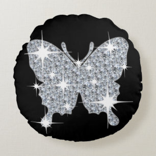 Girly Imitats Diamond funkelnde Butterfly Rundes Kissen