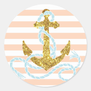 Girly Imitats Glitzer Anchor Runder Aufkleber