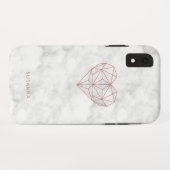 Girly Imitats Rose Goldenes Herz | Marmorbild Case-Mate iPhone Hülle (Rückseite (Horizontal))