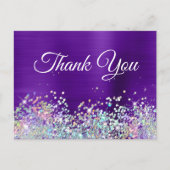 Girly Indigo Lila Foil Holo Glitzer Vielen Dank Postkarte (Vorderseite)