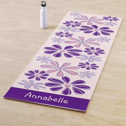 Girly Indigo Pink Name Blume Doodle Muster Yogamatte (Beispiel)