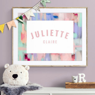 Girly Individuelle Name Print Pink Pastel Kid Room Poster