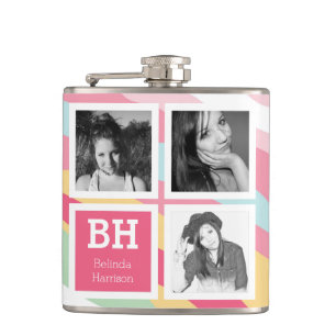 Girly Instagram Selfies personalisiertes Foto Flachmann