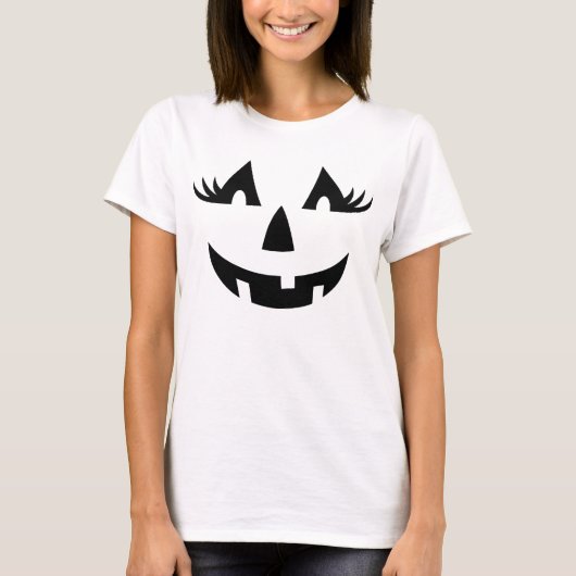 Girly Jack-o-lantern Pumpkin Face Halloween T-Shirt (Vorderseite)