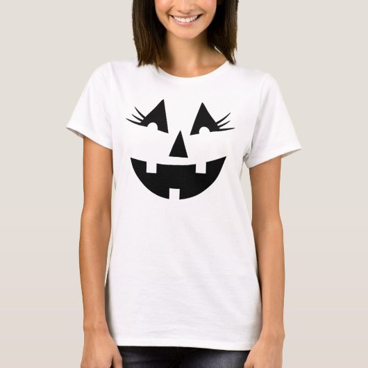 Girly Jack-O-Lantern Pumpkin Face Halloween T-Shirt (Vorderseite)