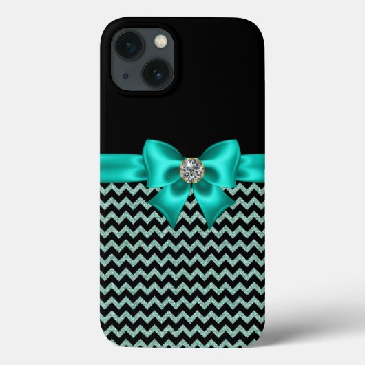 Girly Jeweled Turquoise Bow Case-Mate iPhone Hülle (Rückseite)