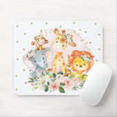 Girly Jungle Safari Tiere Blush Gold Blume Mousepad (Mit Mouse)