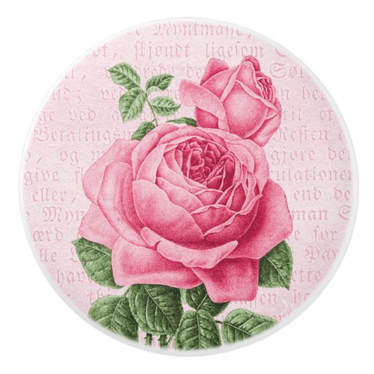 Girly Keramikgriff der rosa Vintagen Rose Keramikknauf (Vorderseite)