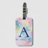 Girly-Krawatte-Dye-farbiger Monogramm-Name Gepäckanhänger (Vorderseite Vertikal)