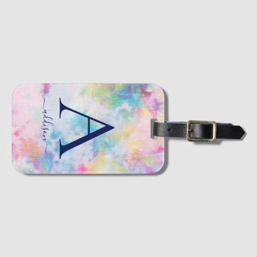 Girly-Krawatte-Dye-farbiger Monogramm-Name Gepäckanhänger (Vorderseite (Horizontal))