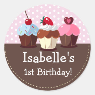 Girly Kuchen-Geburtstags-Aufkleber Runder Aufkleber