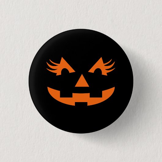 Girly Kürbislaterne Halloween Button (Vorderseite)