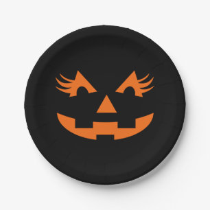 Girly Kürbislaterne Halloween Pappteller
