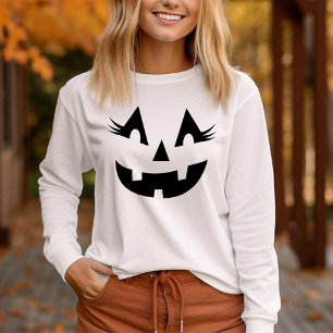 Girly Kürbislaterne Pumpkin Face Halloween T-Shirt