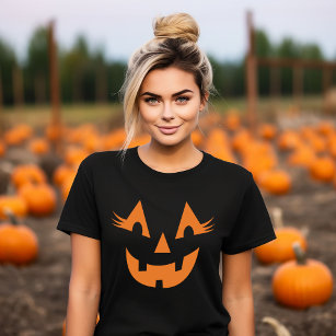 Girly Kürbislaterne Pumpkin Face Halloween T-Shirt