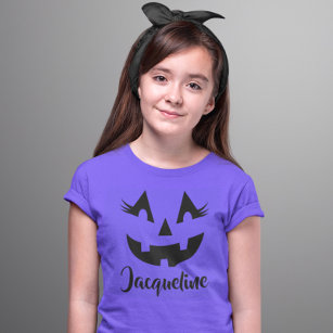 Girly Kürbislaterne Pumpkin Face Halloween T-Shirt