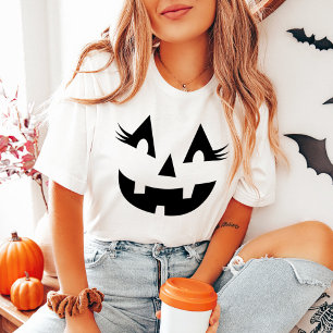 Girly Kürbislaterne Pumpkin Face Halloween Tri-Blend Shirt