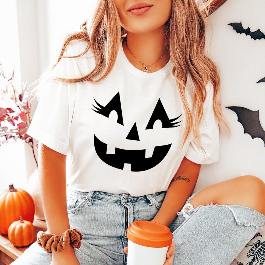 Girly Kürbislaterne Pumpkin Face Halloween Tri-Blend Shirt