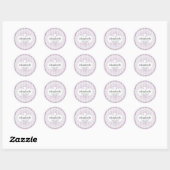 Girly Lace Gingham Pattern mit Herz A06 LILA Runder Aufkleber (Blatt)