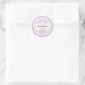 Girly Lace Gingham Pattern mit Herz A06 LILA Runder Aufkleber (Tasche)