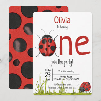 Girly Ladybug macht eine Geburtstagsparty Einladung