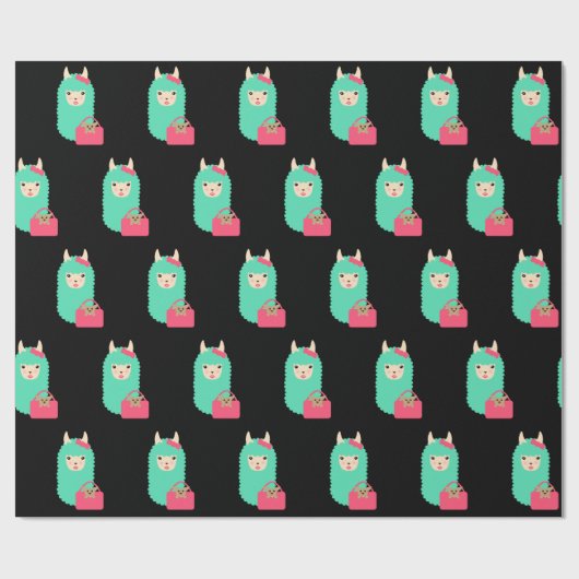 Girly Lama Emoji Geschenkpapier (Flach)