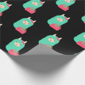 Girly Lama Emoji Geschenkpapier (Ecke)