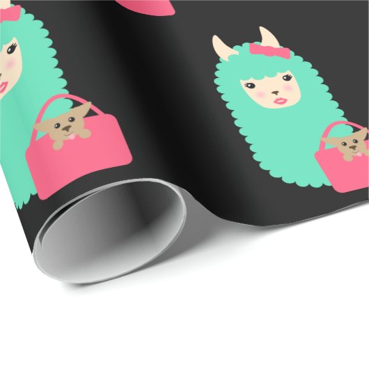 Girly Lama Emoji Geschenkpapier (Rolleneckpunkt)