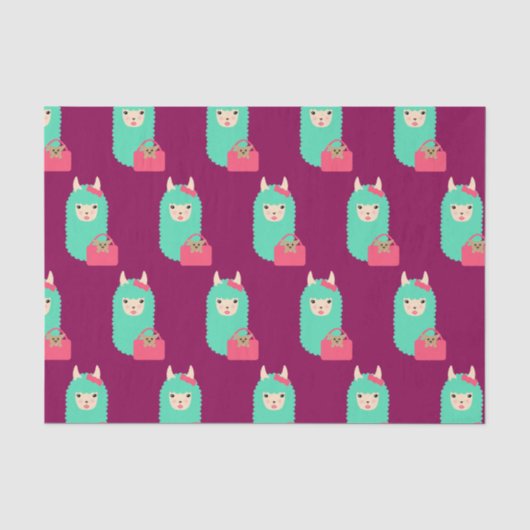 Girly Lama Emoji Seidenpapier (Vorderseite)