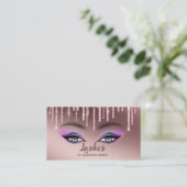 Girly Lash Artist Glitzer Business Cards Visitenkarte (Stehend Vorderseite)