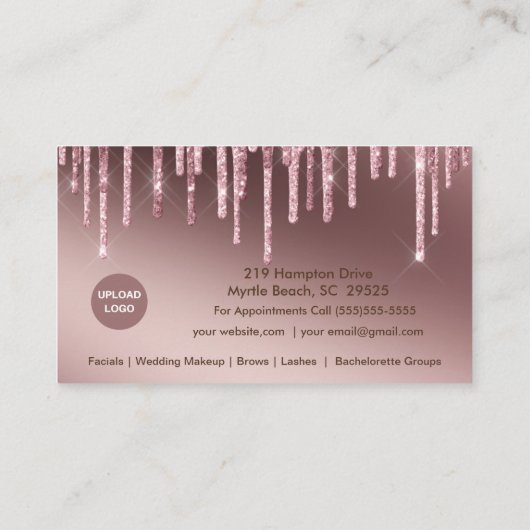 Girly Lash Artist Glitzer Business Cards Visitenkarte (Rückseite)