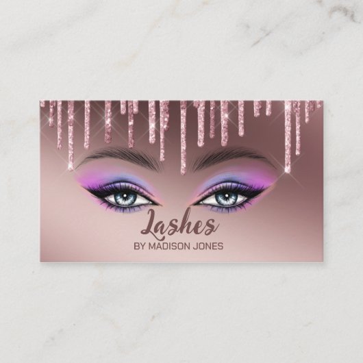 Girly Lash Artist Glitzer Business Cards Visitenkarte (Vorderseite)