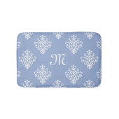 Girly Lavender Damask Muster mit schönem Monogramm Badematte (Vorderseite)