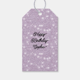 Girly Lavender Glitter Sparkle Birthday Geschenkanhänger