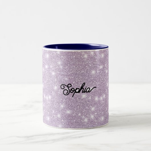 Girly Lavender Glitter Sparkle Birthday Zweifarbige Tasse (Mittel)