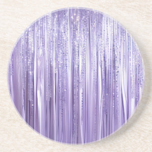 Girly Lavender Lila Glam Tinsel Streifen Getränkeuntersetzer