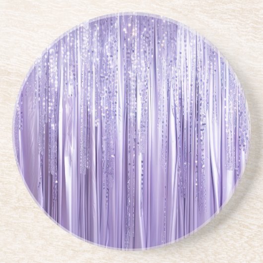 Girly Lavender Lila Glam Tinsel Streifen Getränkeuntersetzer (Vorne)
