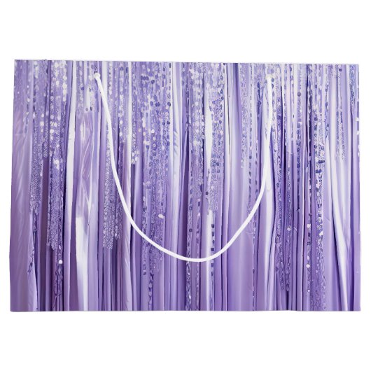 Girly Lavender Lila Glam Tinsel Streifen Große Geschenktüte (Rückseite)