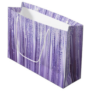 Girly Lavender Lila Glam Tinsel Streifen Große Geschenktüte