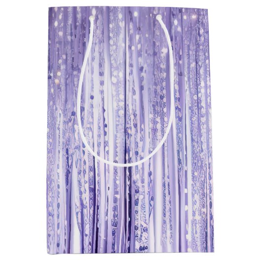Girly Lavender Lila Glam Tinsel Streifen Mittlere Geschenktüte (Vorderseite)