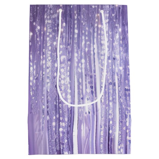 Girly Lavender Lila Glam Tinsel Streifen Mittlere Geschenktüte (Rückseite)