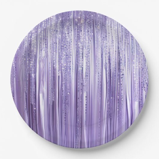 Girly Lavender Lila Glam Tinsel Streifen Pappteller (Vorderseite)