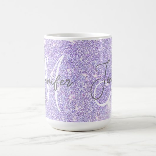 Girly Lavender Lila Glitzer Blush Monogram Name Kaffeetasse (Mittel)