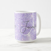 Girly Lavender Lila Glitzer Blush Monogram Name Kaffeetasse (VorderseiteRechts)