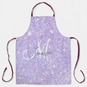Girly Lavender Lila Glitzer Blush Monogram Name Schürze (Vorderseite)