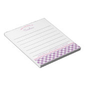 Girly Lavender Lila & Pink Script Gingham Notizblock (angewinkelt)