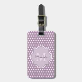 Girly Lavender Lila Polka Dots Monogramm und Name Gepäckanhänger