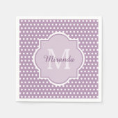 Girly Lavender Lila Polka Dots Monogramm und Name Serviette (Vorderseite)