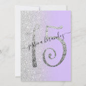 Girly Lavender Silver Glitzer Ombre Quinceañera Einladung (Rückseite)