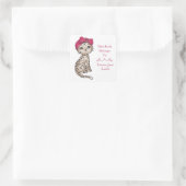 Girly Leopard Baby W/Red Bow Turban Buchzeichen Quadratischer Aufkleber (Tasche)